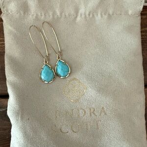 Kendra Scott | Gold Dangle Earrings with Blue Stones